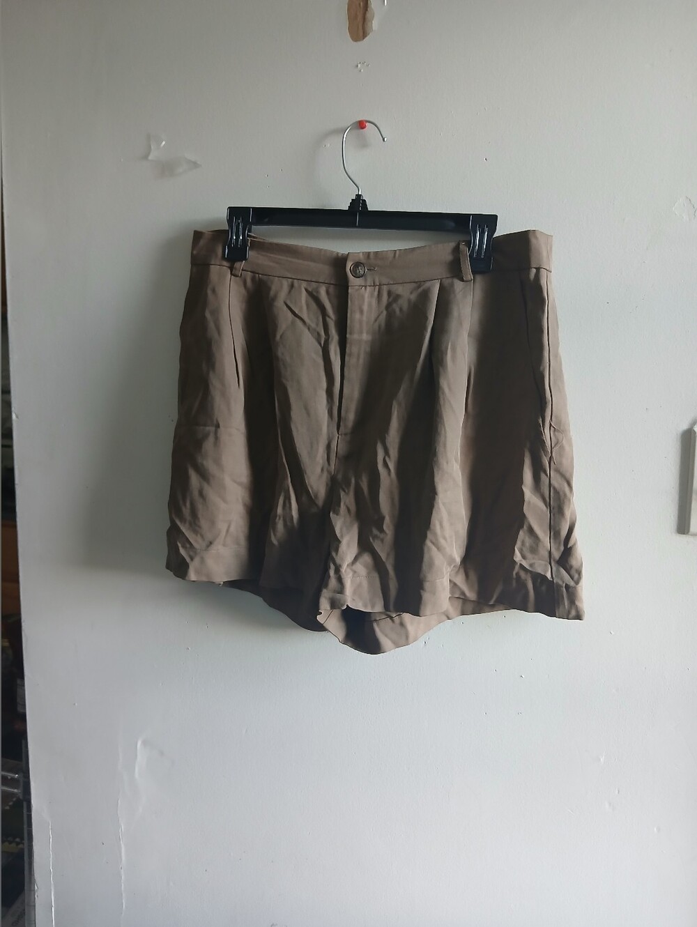 Reformation Men's Tan Flat-Front Shorts